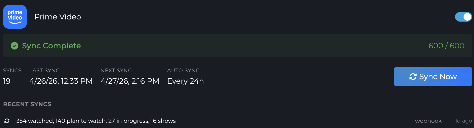 Prime Video tracking preview